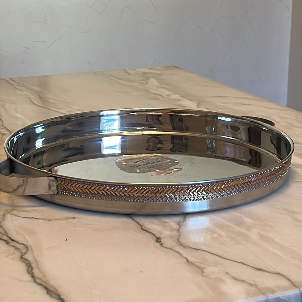 Decorative Tray: Stainless with Beaded Perimeter